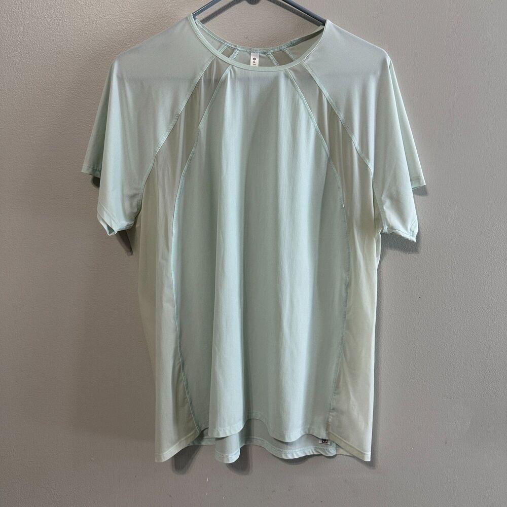 Athleta Ultimate Hybrid Tee Shirt Size Large Short Sleeve Mint Green